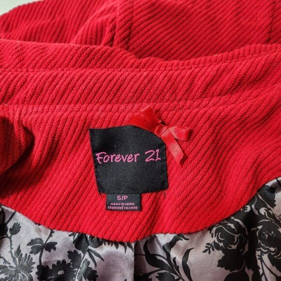 red corduroy double-breasted jacket / classic tailored coat – women’s S - Picture 4 of 10